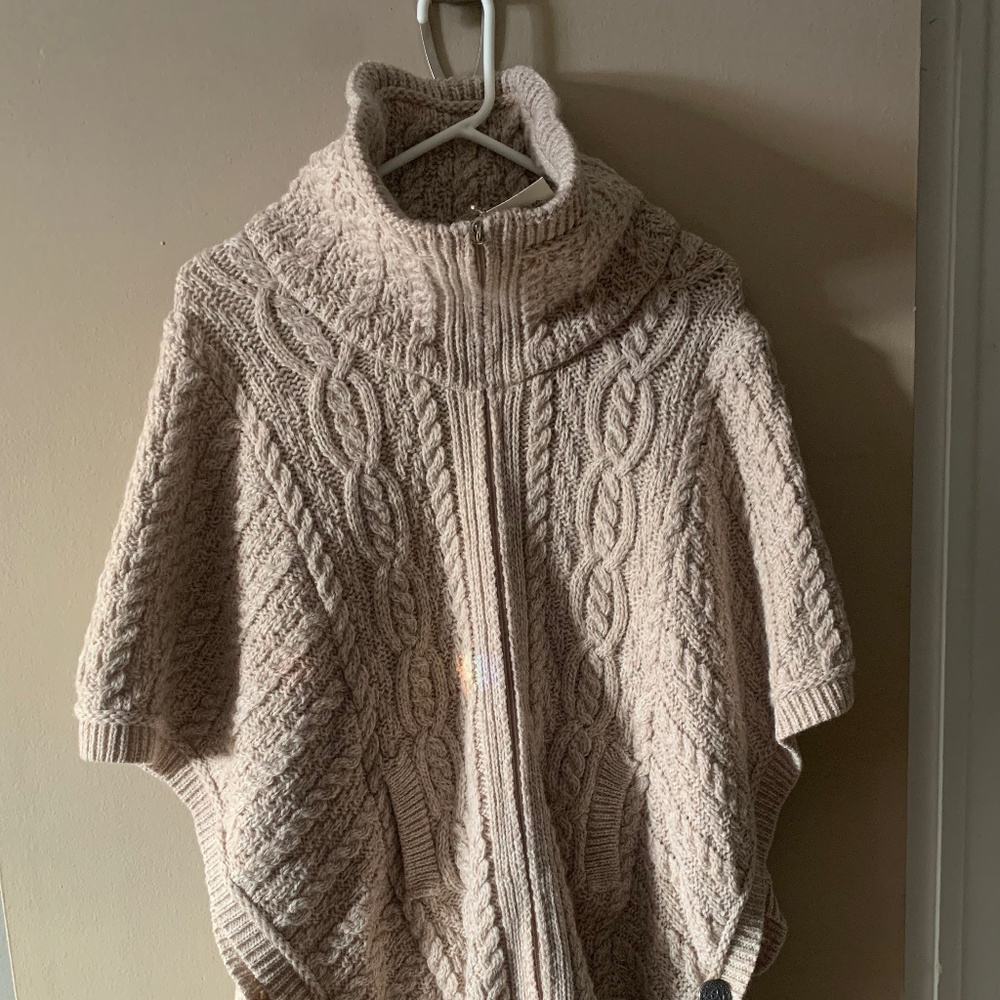 100% Irish Merino wool bat wing Aran jacket